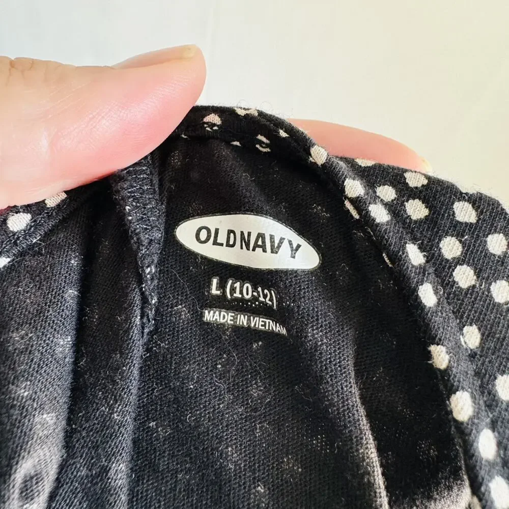 Old Navy Black And White Polka Dot Skater Style Dress